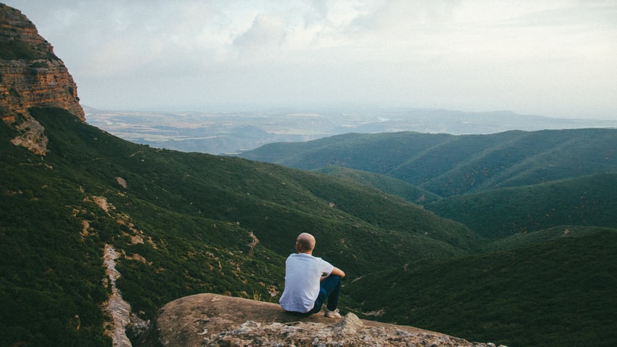 one person sitting alone 
